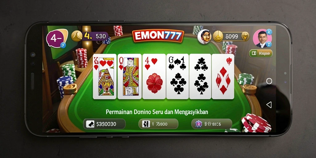 Tampilan gameplay seru dalam permainan Domino EMON777.