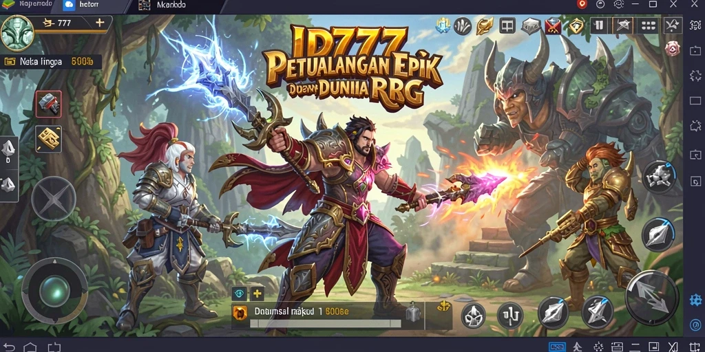 Tampilan gameplay ID777 dengan pertempuran seru di dunia RPG.