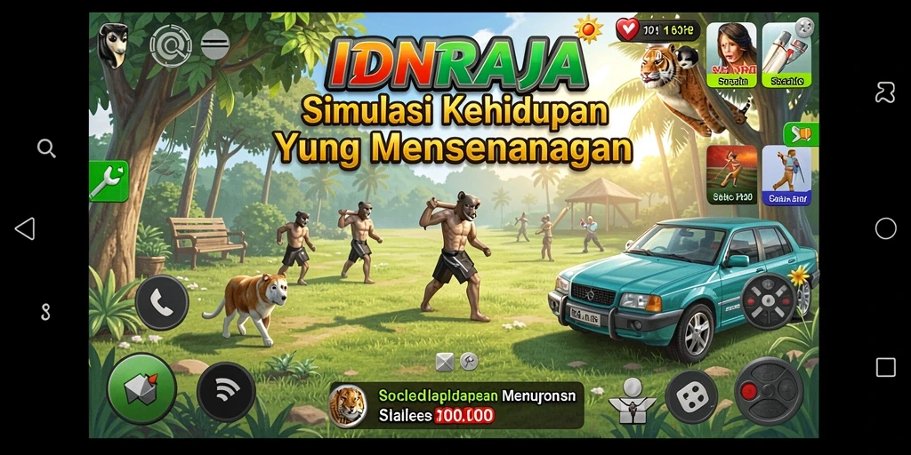 Tampilan gameplay menarik dari IDNRAJA yang menggambarkan simulasi kehidupan.