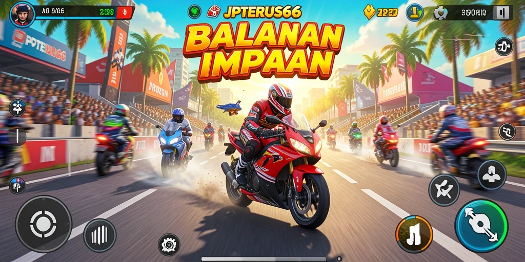 Gameplay seru di JPTERUS66 balapan motor yang penuh aksi.