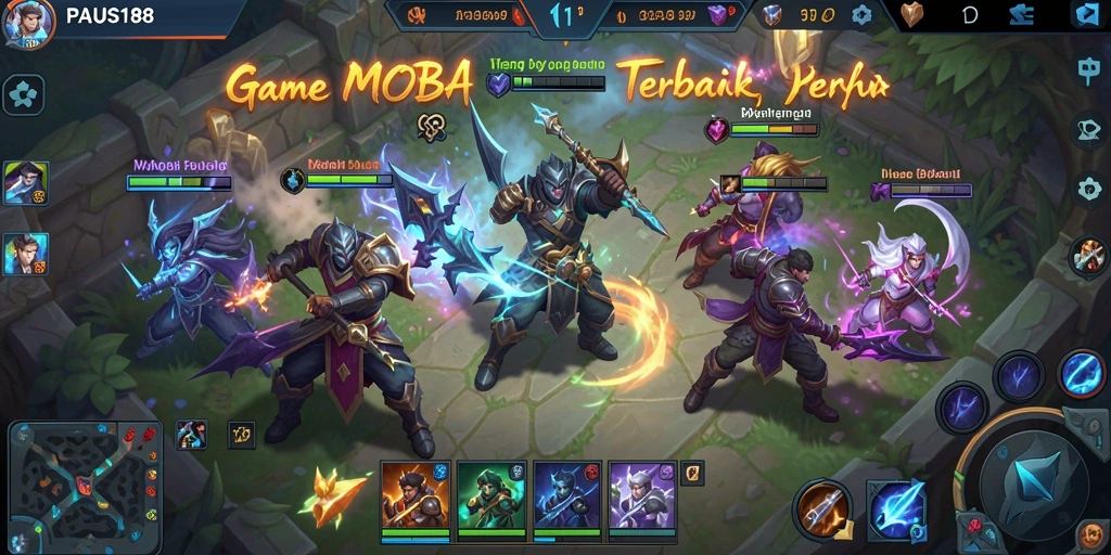 Screenshot PAUS188 menampilkan aksi pertarungan seru dalam arena MOBA.