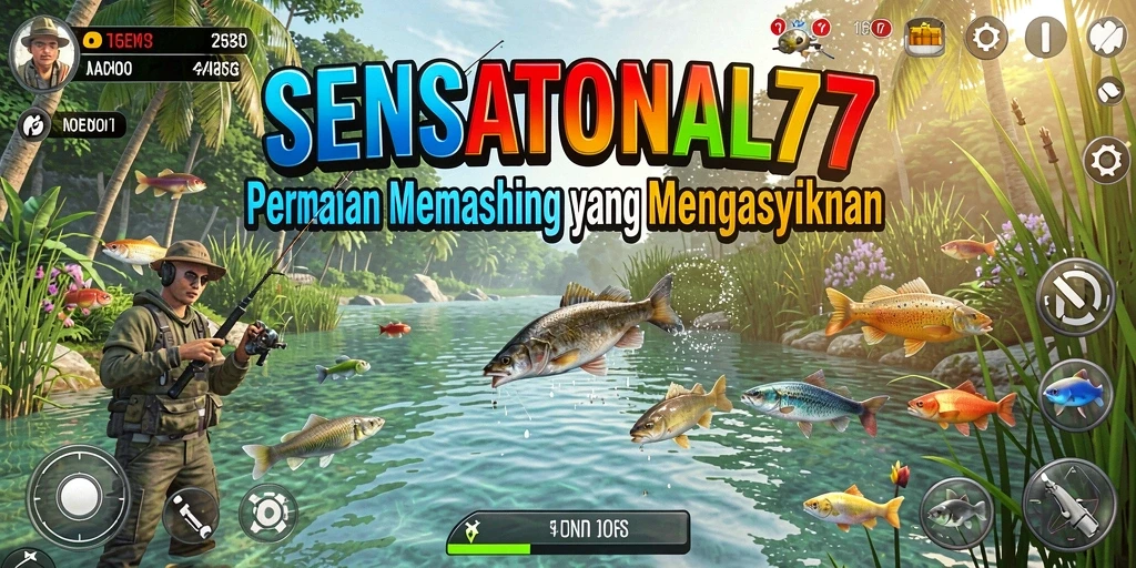 Tampilan gameplay SENSATIONAL77 dengan aksi memancing menantang.